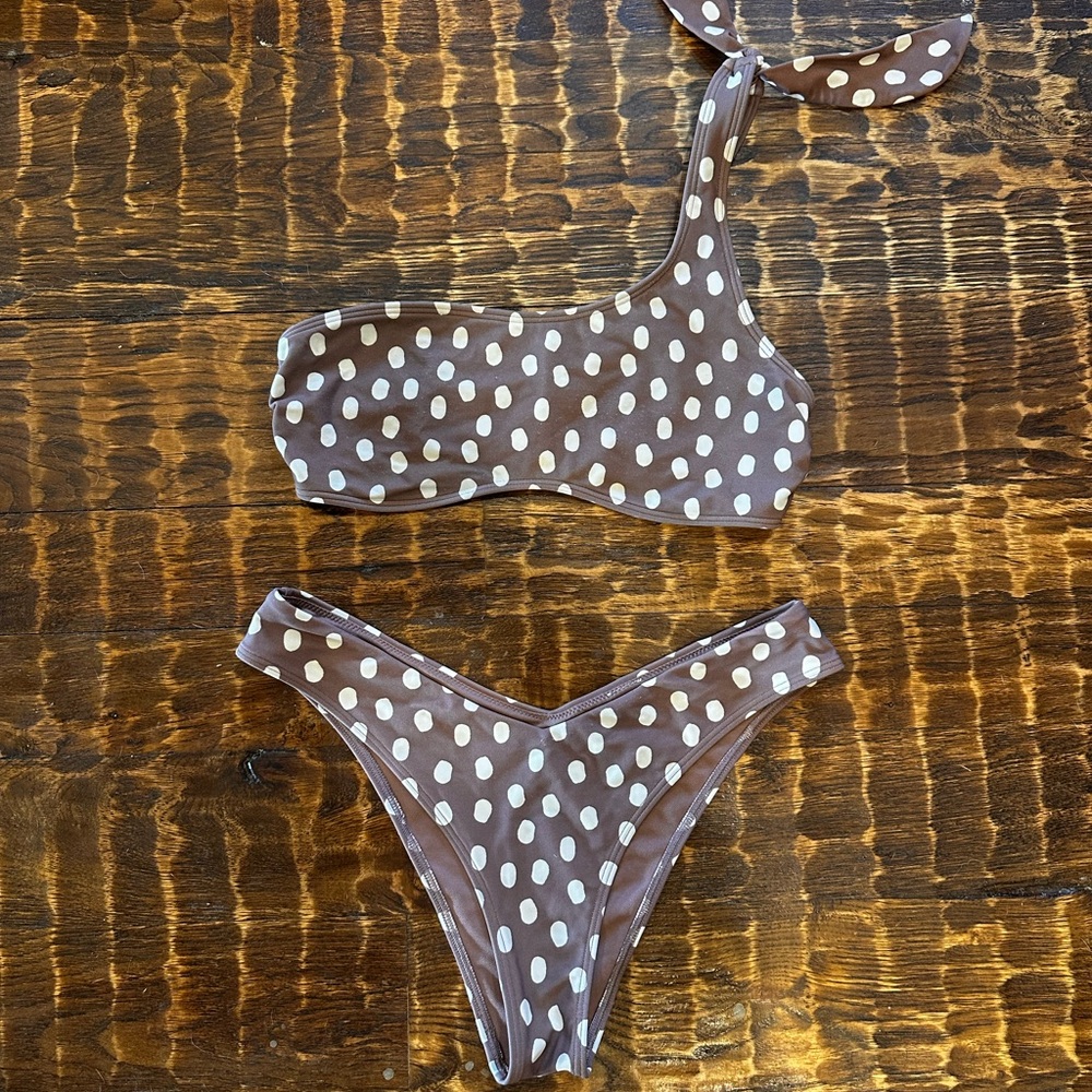Brown Polka Dot Bikini Set